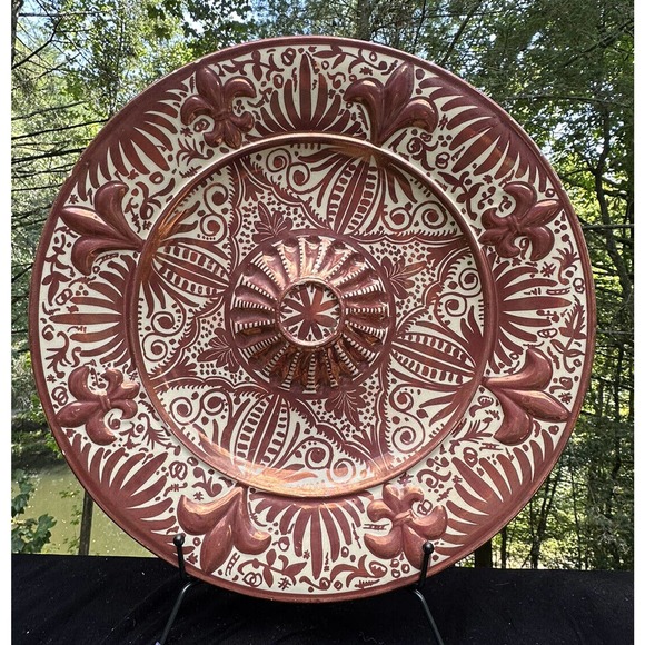 14” Hispano-Moreqsue Revival Made In Spain "reflejos" Pottery Heavy!